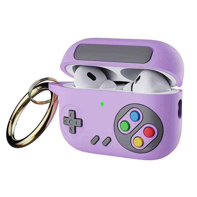 

For AirPods 4 Retro Game Console Style Earphone Silicone Protective Case(Purple)