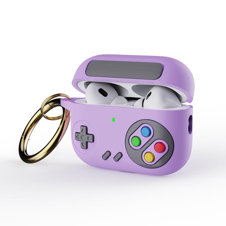 

For AirPods Pro 2 Retro Game Console Style Earphone Silicone Protective Case(Purple)