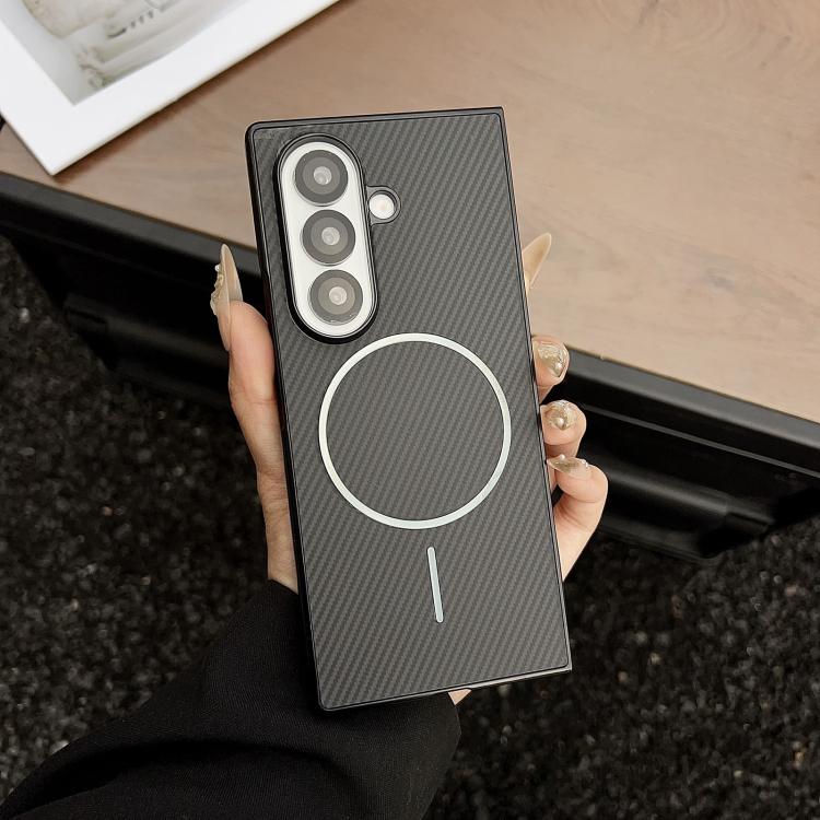 

For Samsung Galaxy Z Fold7 Carbon Fiber Texture MagSafe Phone Case(Black)