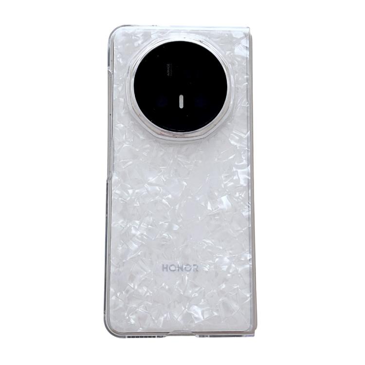 

For Honor Magic V5 Pearlescent Shell Texture Phone Case(White)