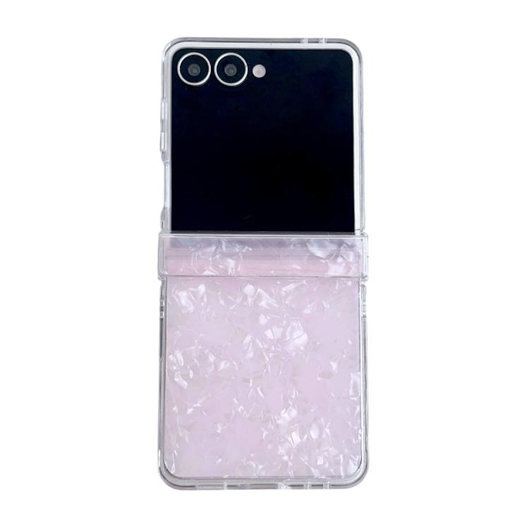 For Samsung Galaxy Z Flip7 5G Three-piece Set Pearlescent Shell Texture Phone Case(Pink)