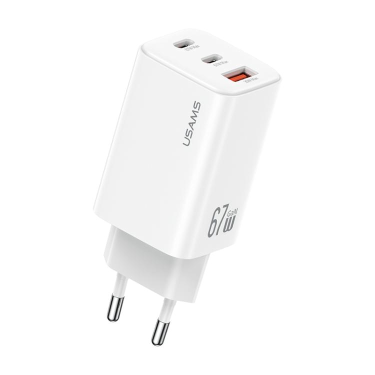

USAMS CC265 67W GaN 2 x Type-C, USB Triple-port Mini Fast Charger, Plug:EU Plug(White)