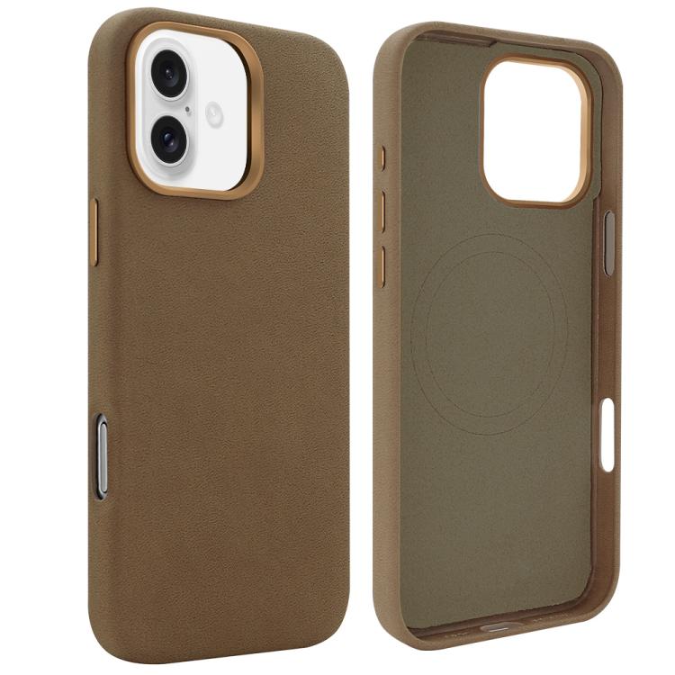 

For iPhone 16 VIETAO Suede MagSafe PU Leather Phone Case(Dark Brown)