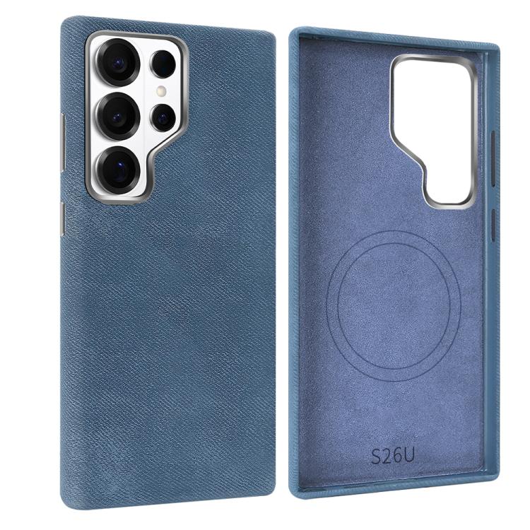 

For Galaxy S26 Ultra 5G VIETAO Retro Denim Texture PU Leather MagSafe Phone Case(Dark Blue)