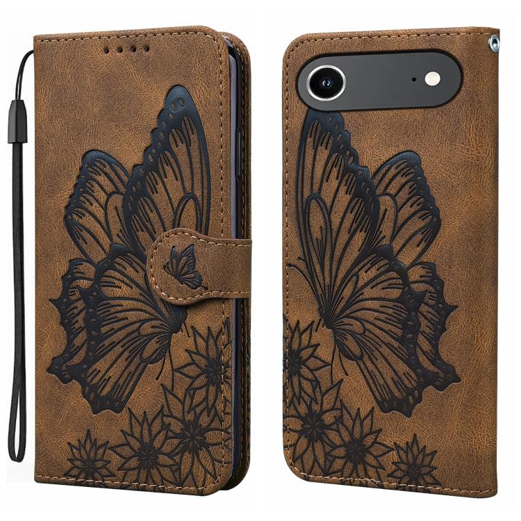 

For iPhone Air Retro Skin Feel Butterflies Embossing Horizontal Flip Leather Phone Case(Brown)