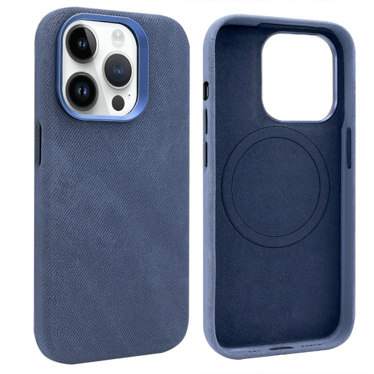 

For iPhone 13 Pro Max VIETAO Retro Denim Texture PU Leather MagSafe Phone Case(Dark Blue)