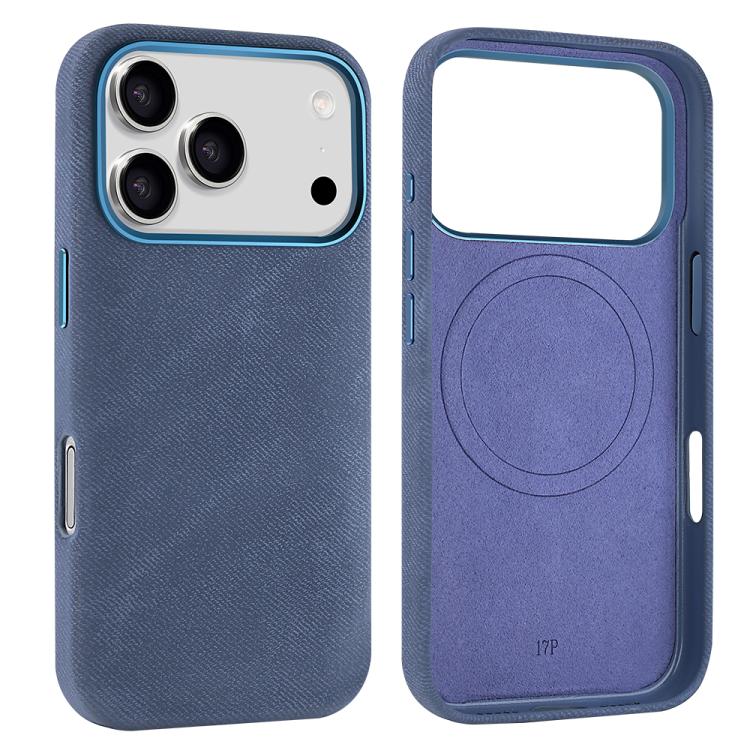 

For iPhone 17 Pro Max VIETAO Retro Denim Texture PU Leather MagSafe Phone Case(Dark Blue)