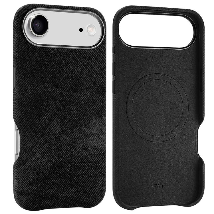 

For iPhone Air VIETAO Retro Denim Texture PU Leather MagSafe Phone Case(Black)