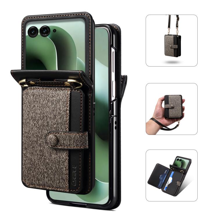 

For Motorola Razr+ 2025 / 2024 Crossbody Color Matching Folding Phone Case(Dark Grey)
