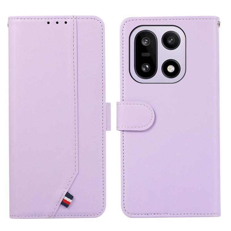 

For OnePlus 15 ABEEL Delicate Texture Splicing RFID Leather Phone Case(Purple)