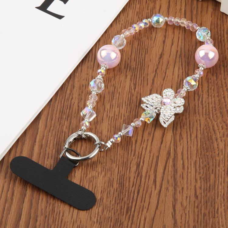 

Diamond Butterfly Universal Phone Anti-lost Crystal Beads Charm Strap(Pink)