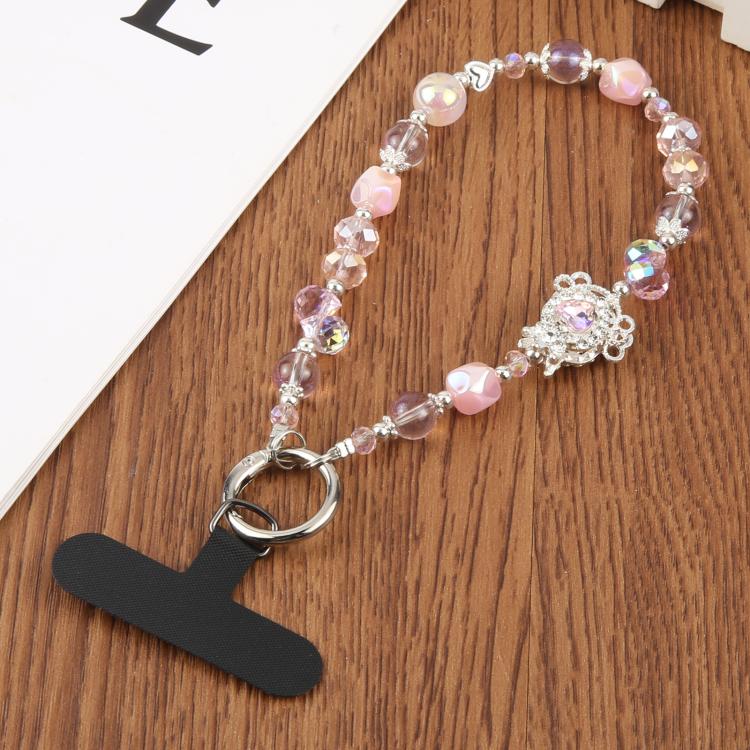

Luxury Bead Chain Universal Phone Anti-lost Crystal Beads Charm Strap(Pink)
