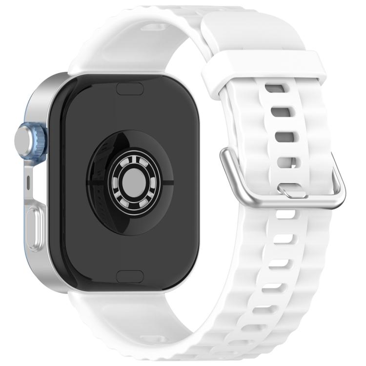 

For Huawei Watch Fit4 Pro / Fit4 / Fit3 xDfind Silver Buckle Solid Color Silicone Watch Band(White)