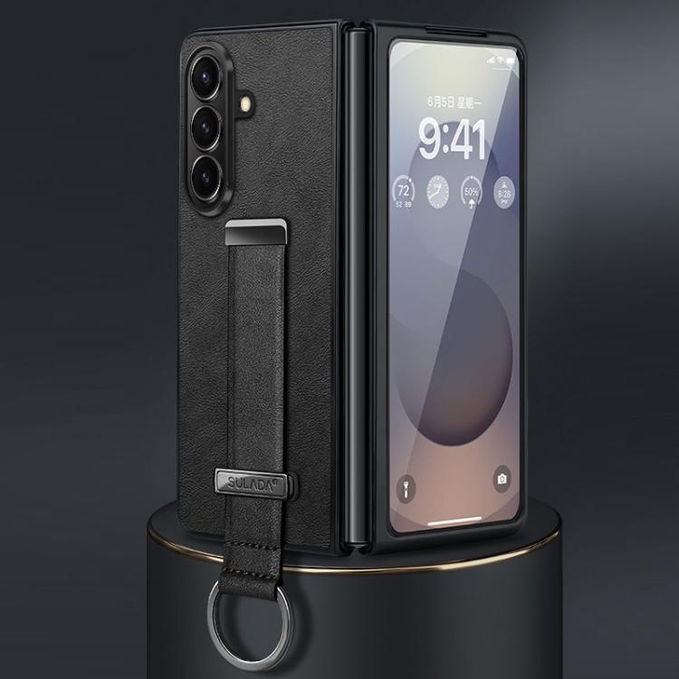 

For Samsung Galaxy Z Fold7 5G SULADA PC Hybrid Leather Texture Skin Feel Shockproof Phone Case(Black)