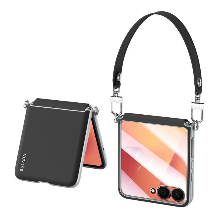 For Galaxy Z Flip8 5G SULADA Skin Feel Liquid Leather Shockproof Phone Case(Black)