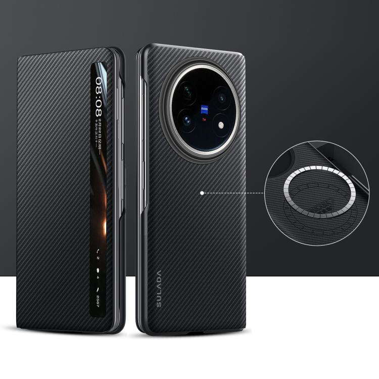 

For vivo X Fold5 SULADA Kevlar 600D Texture Smart Window Leather Phone Case(Black)