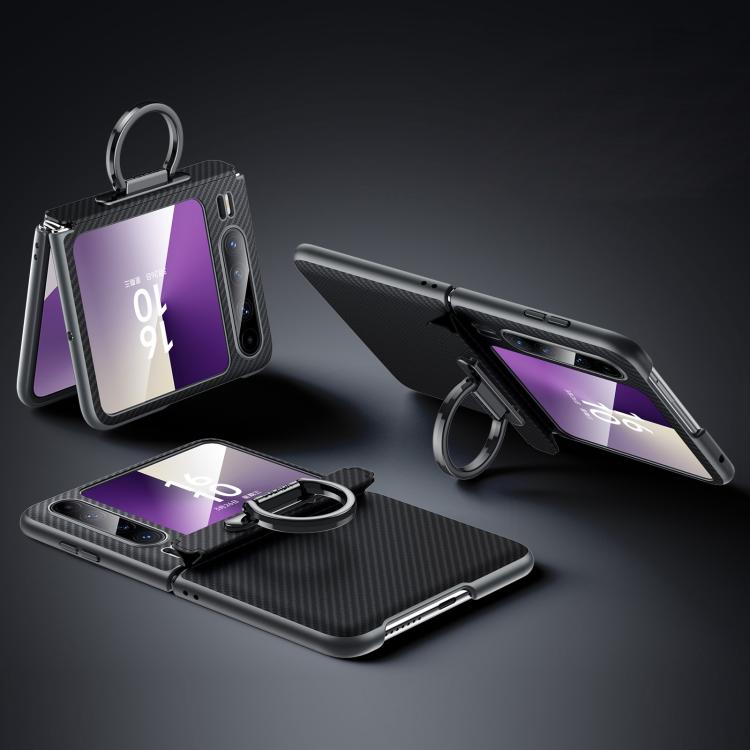 

For Huawei Pura X SULADA 600D Kevlar Texture PC Shockproof Phone Case with Rng Holder(Black)