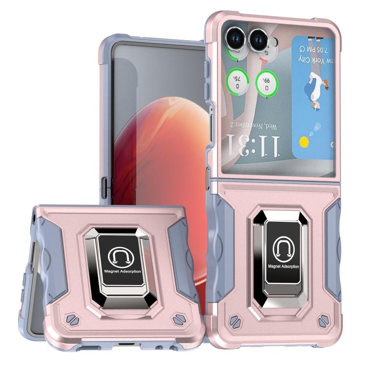 

For Samsung Galaxy Z Flip7 Non-slip Shockproof Armor Phone Case with Ring Holder(Rose Gold)