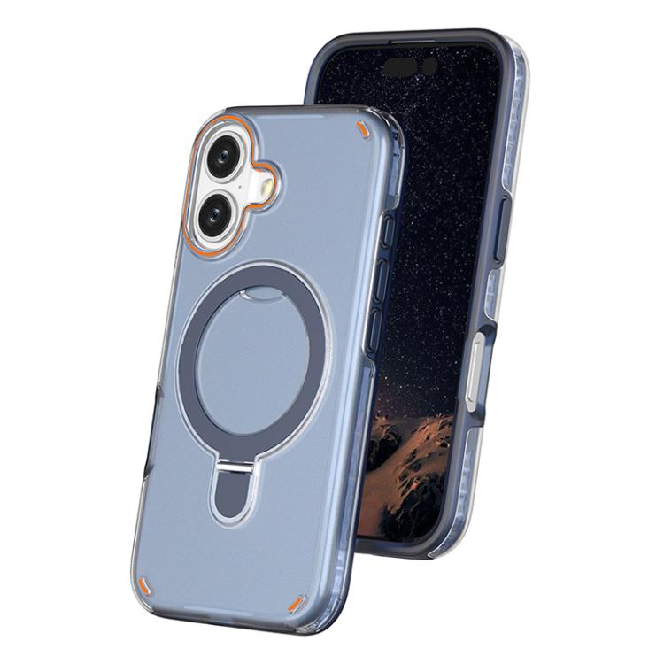 

For iPhone 16 Colorful 2 in 1 MagSafe Ring Holder Phone Case(Royal Blue)