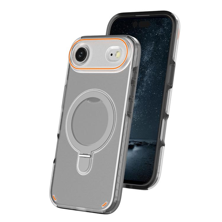 

For iPhone Air Colorful 2 in 1 MagSafe Ring Holder Phone Case(Transparent Black)