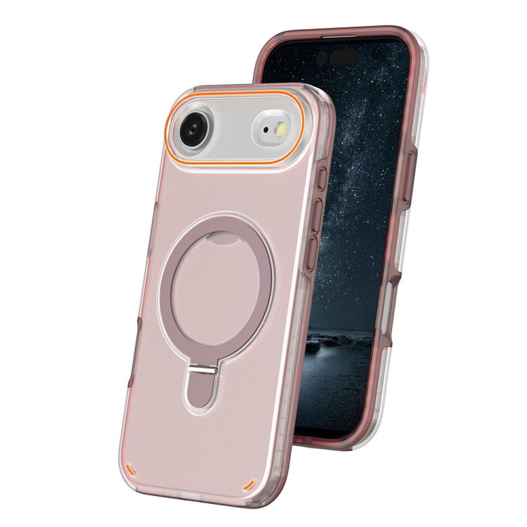 

For iPhone Air Colorful 2 in 1 MagSafe Ring Holder Phone Case(Pink)