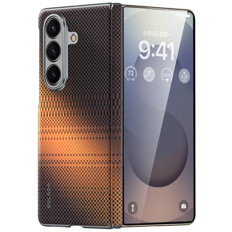 

For Samsung Galaxy Z Fold7 5G SULADA Kevlar Woven Texture Magnetic Leather Phone Case(Orange)
