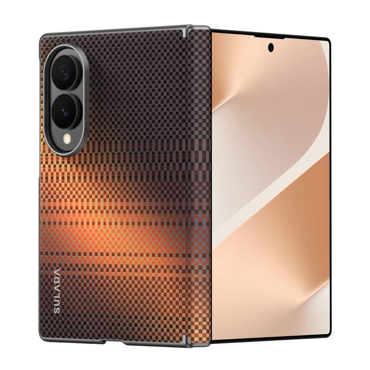 For Galaxy Z Fold8 5G SULADA Kevlar Woven Texture Magnetic Leather Phone Case(Orange)