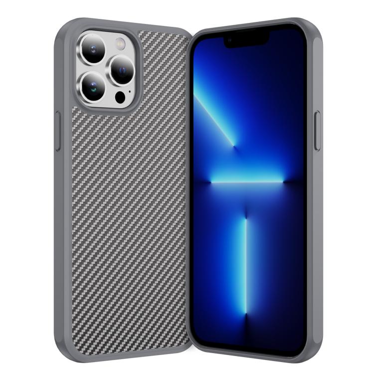 

For iPhone 13 Pro Max Carbon Fiber Texture Skin-feel MagSafe Phone Case(Grey)