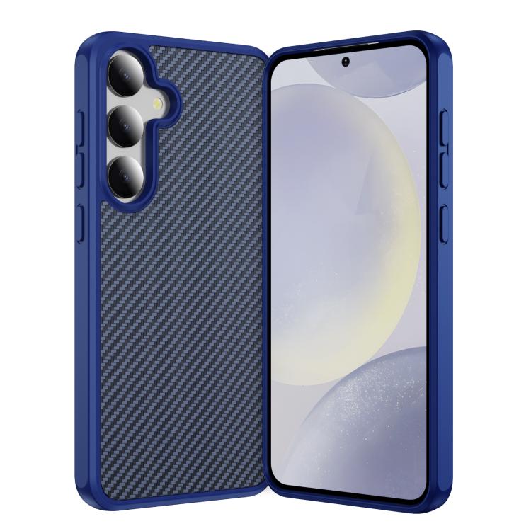 

For Samsung Galaxy S25+ / S24+ 5G Carbon Fiber Texture Skin-feel MagSafe Phone Case(Blue)