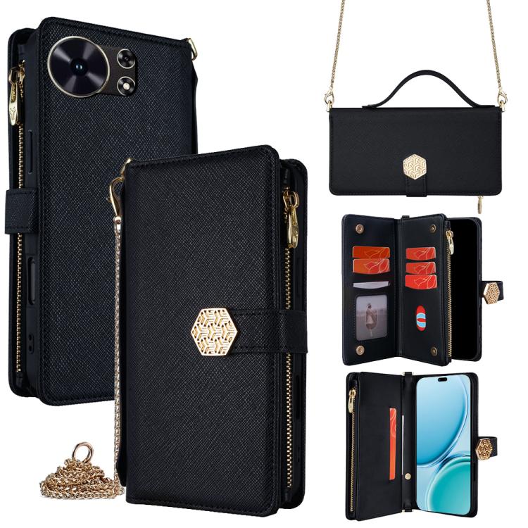 

For Huawei Maimang 40 5G Crossbody Handle Cross Texture Leather Phone Case(Black)