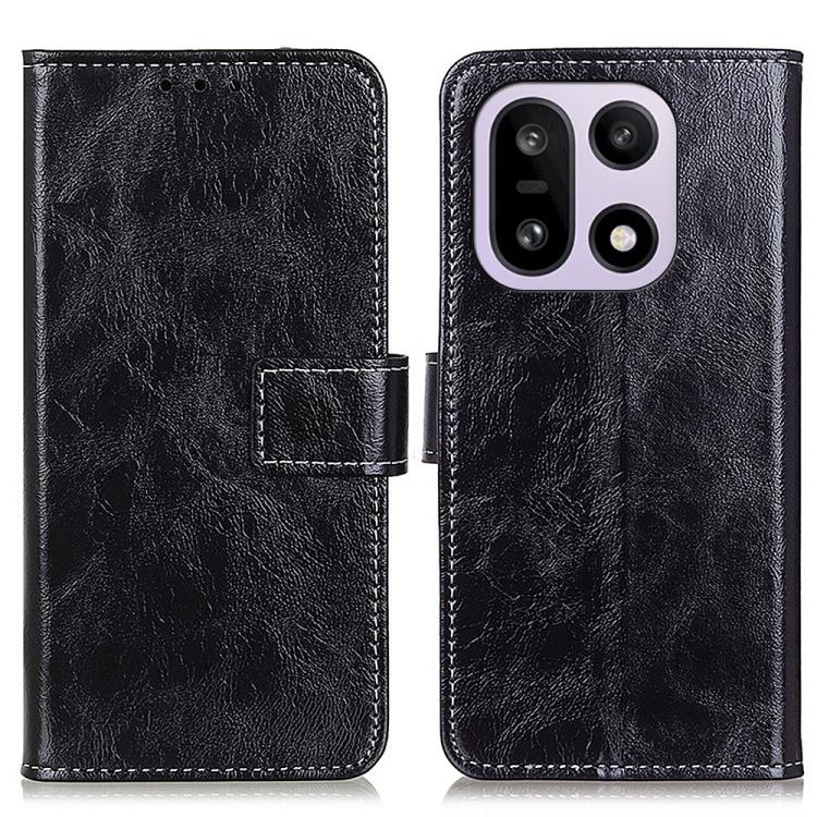 

For OnePlus 15 Retro Crazy Horse Texture Leather Phone Case(Black)