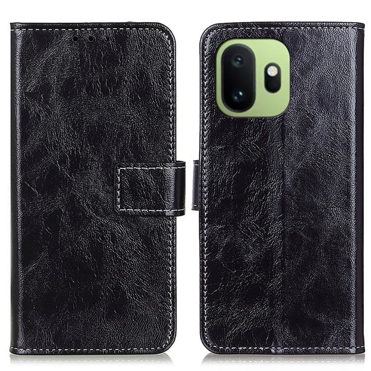 

For OnePlus 15T Retro Crazy Horse Texture Leather Phone Case(Black)