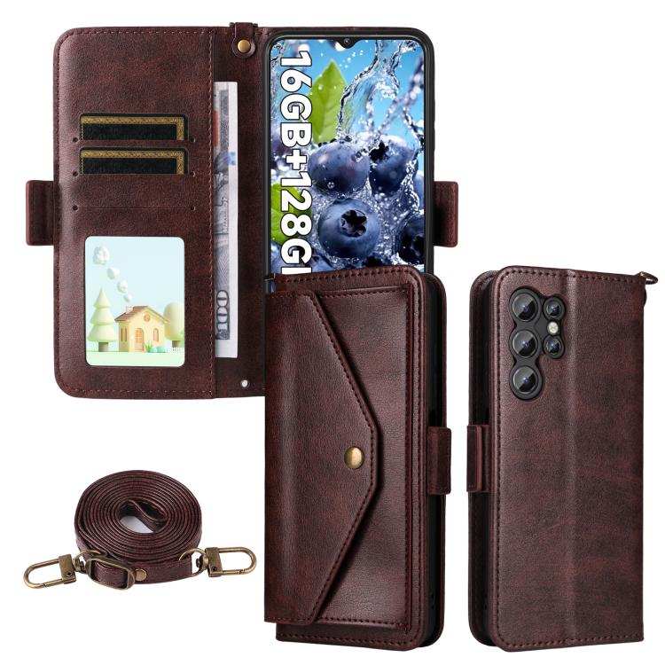 

For Oukitel C1 Pro / C1 Multi-card Slots Crossbody Cowhide Leather Phone Case(Brown)