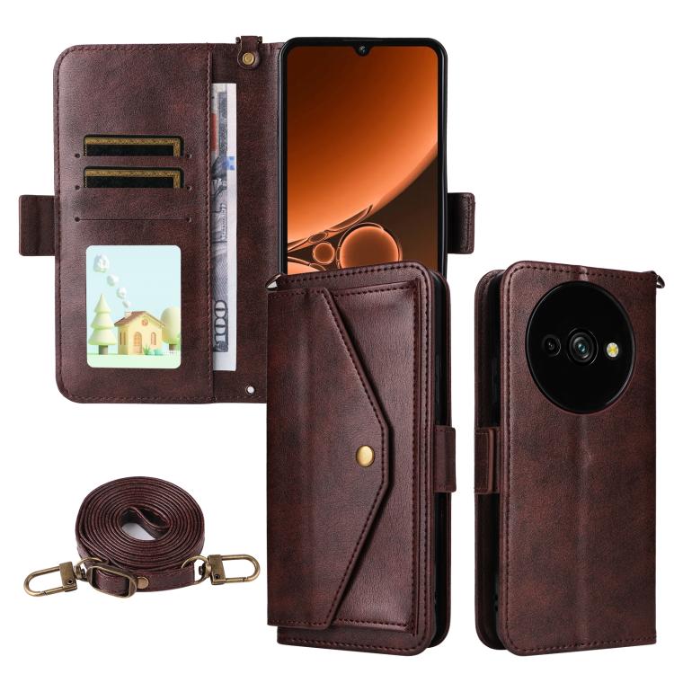 

For Oukitel C59 Pro Multi-card Slots Crossbody Cowhide Leather Phone Case(Brown)