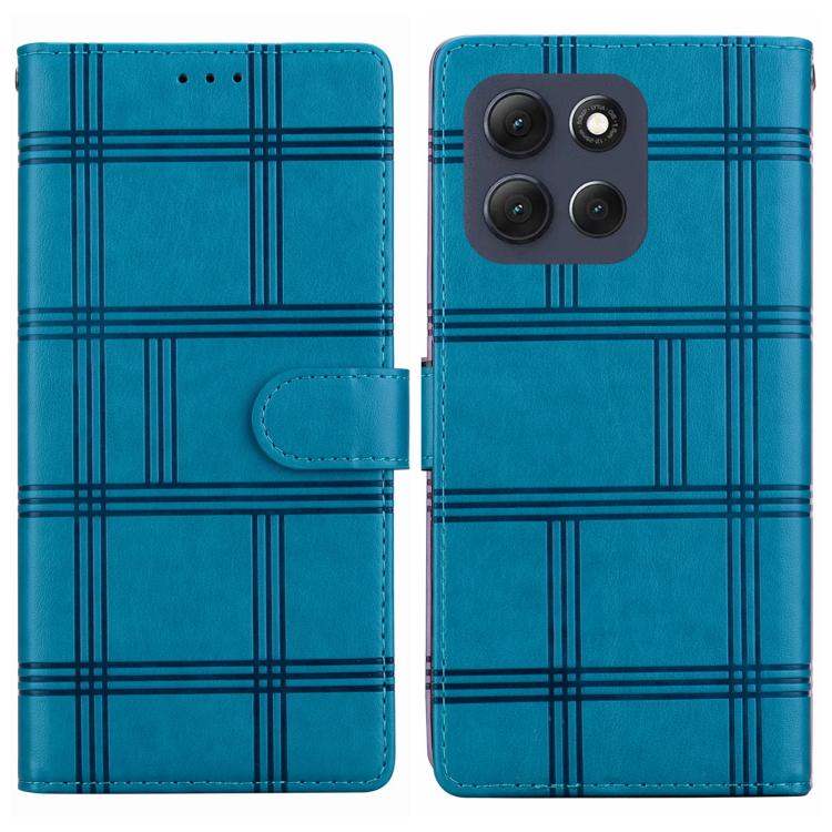 

For Motorola Moto G86 5G Embossed Checkered Leather Phone Case(Blue)
