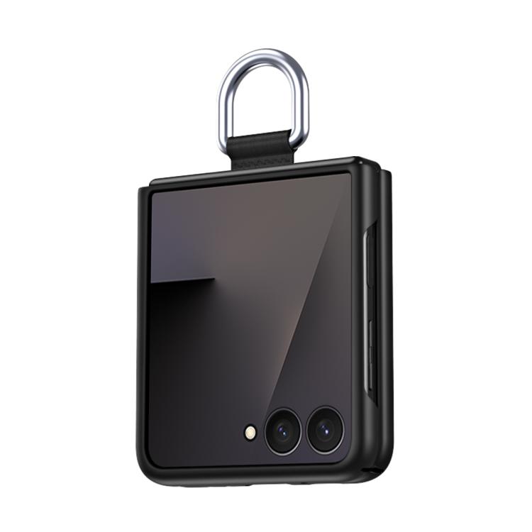 

For Samsung Galaxy Flip7 5G Ultra Thin Silk Belt Ring Skin Feel Phone Case(Black)