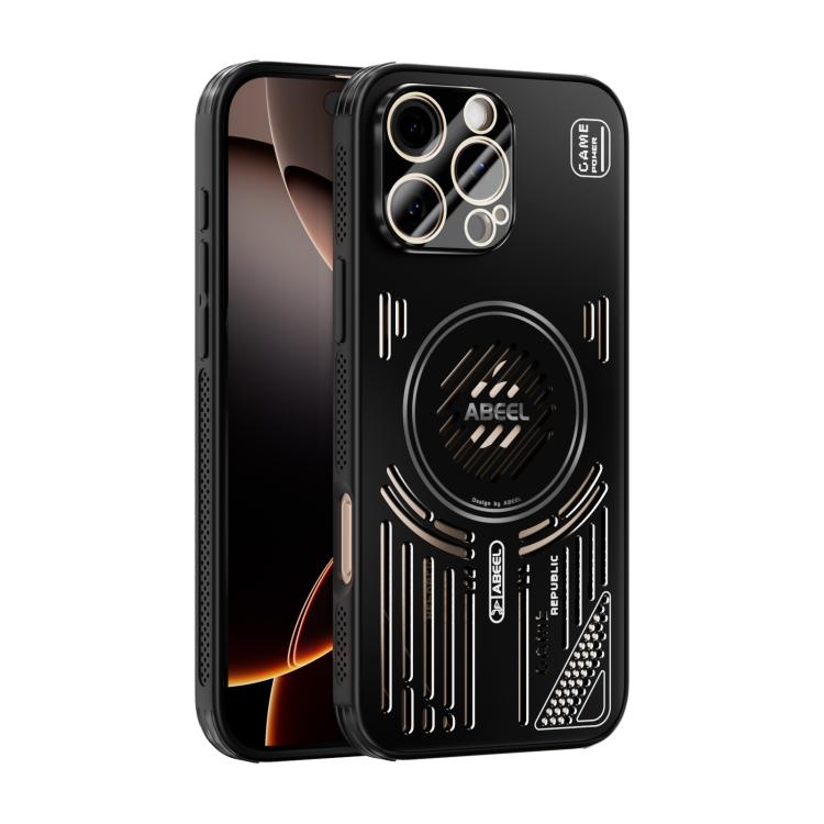 

For iPhone 16 Pro Max ABEEL Ice Fox Series Magsafe Heat Sink Cooling Phone Case(Black)
