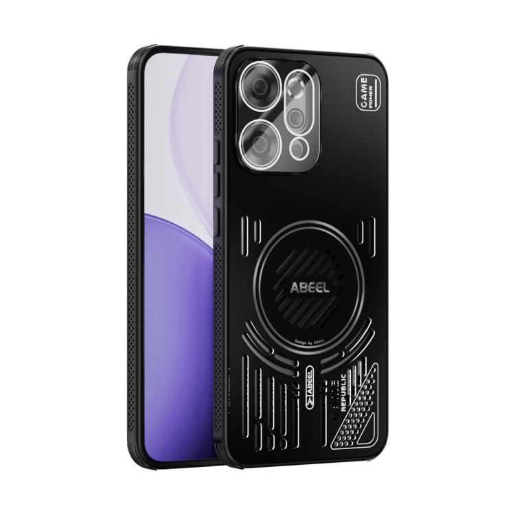

For OPPO Reno 14 Pro Global ABEEL Ice Fox Series Magsafe Heat Sink Cooling Phone Case(Black)