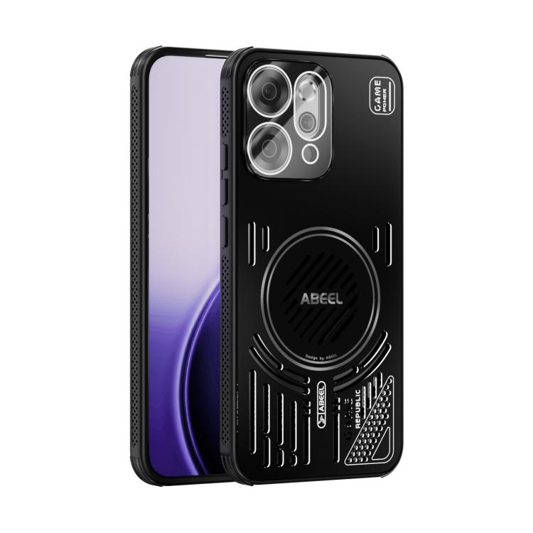 

For OPPO Reno 14 Global ABEEL Ice Fox Series Magsafe Heat Sink Cooling Phone Case(Black)