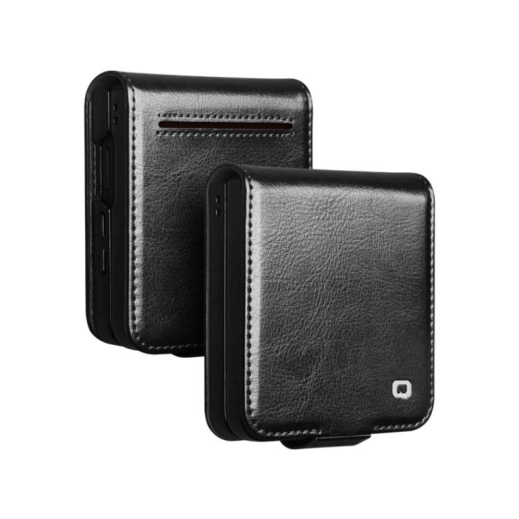 For Samsung Galaxy Z Flip7 5G QIALINO Classic 103 Buckle Genuine Leather Phone Case(Black)