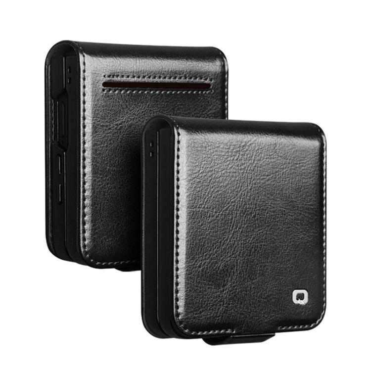 For Galaxy Z Flip8 5G QIALINO Classic 103 Buckle Genuine Leather Phone Case(Black)