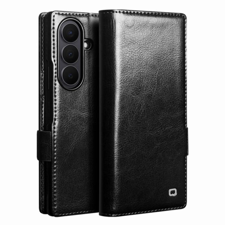 For Galaxy Z Fold8 Ultra 5G QIALINO Classic 103 Buckle Genuine Leather Phone Case(Black)