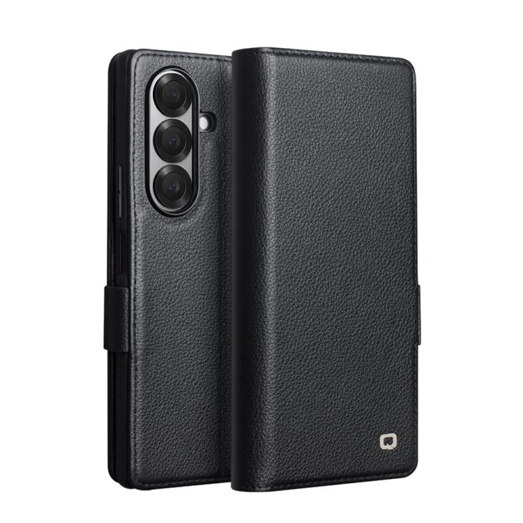

For Samsung Galaxy Z Fold7 5G QIALINO Classics 3rd Genuine Leather Phone Case(Black)
