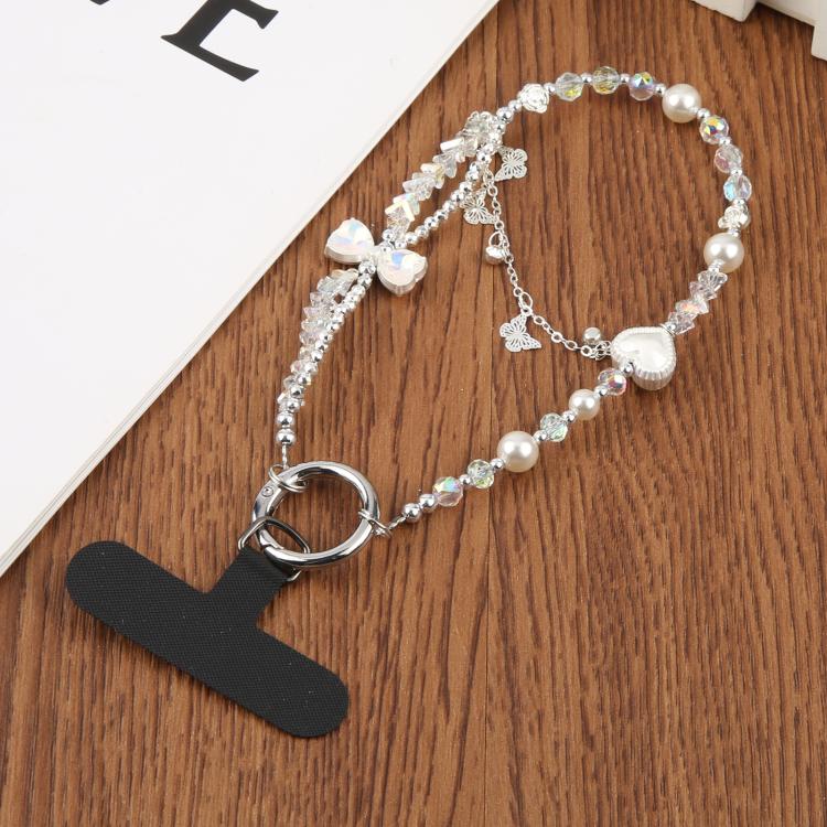 

Love Butterfly Bead Chain Phone Anti-lost Short Lanyard(Silver)