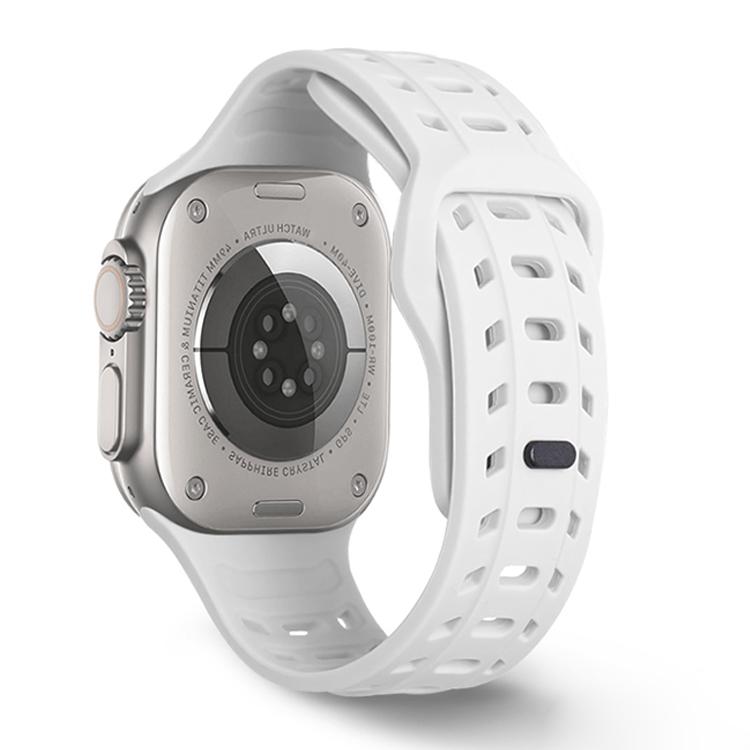 

For Apple Watch 46mm / 49mm / 45mm / 44mm Shark Texture Holes Silicone Watch Band(White)
