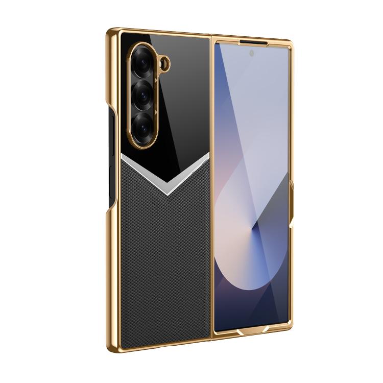 

For Samsung Galaxy Z Fold5 5G Integrated Leather Contrast Color Folding Phone Case(Black)
