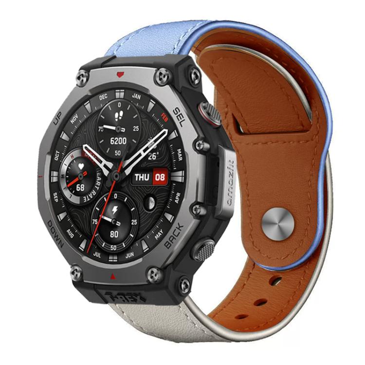 

22mm xDfind Rivet Buckle Genuine Leather Watch Band(Lavender White)