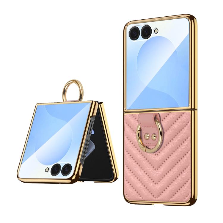 

For Samsung Galaxy Z Flip7 VIETAO Dream Series Metal Ring Leather Phone Case(Pink)