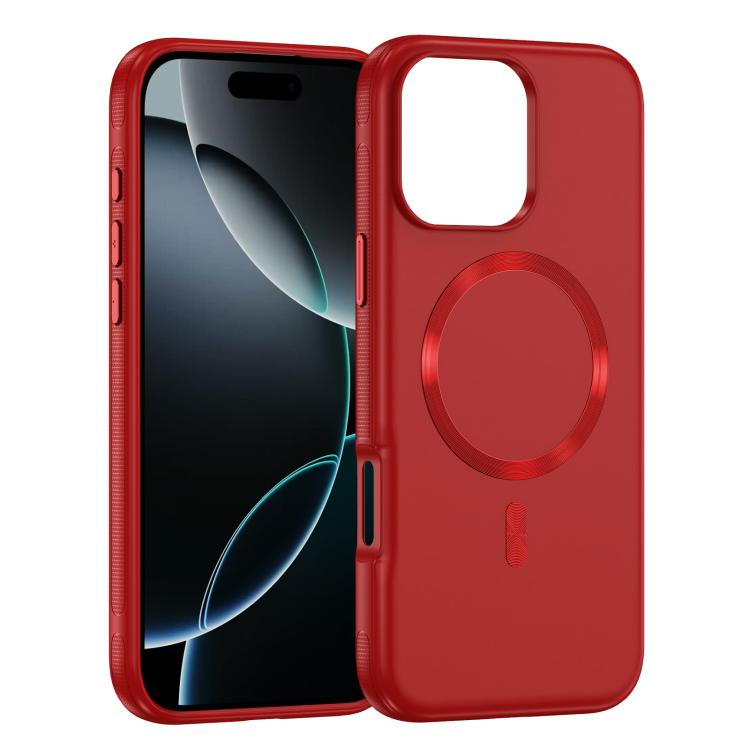 

For iPhone 16 Pro Imitation Original CD Texture Magsafe PC Hybrid TPU Phone Case(Red)