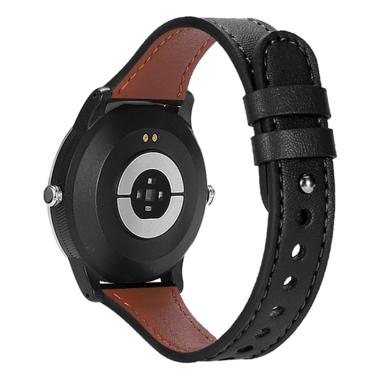 

20mm xDfind Double Ring Single Rivet Genuine Leather Watch Band(Black)